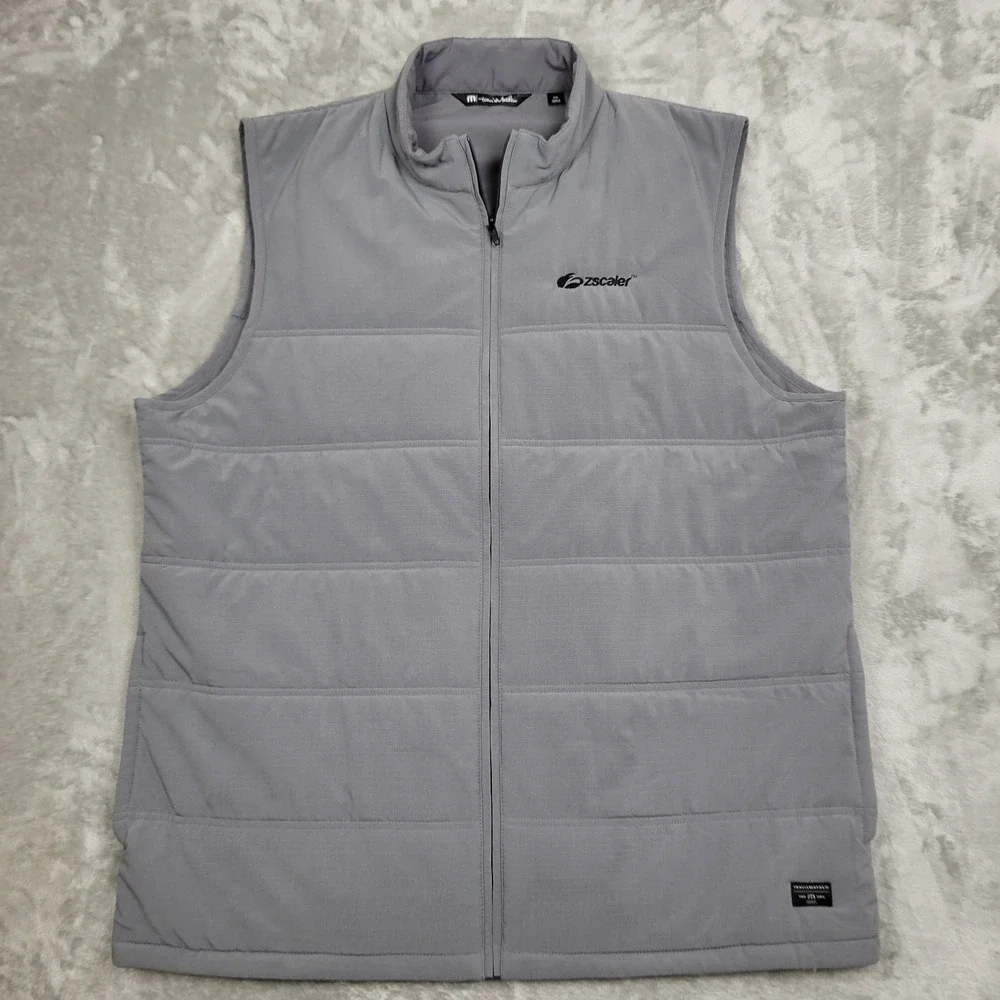 Travis Mathew Quilted Puffer Vest Mens Gray 2XL Full Zip Insulated Pockets